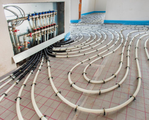 underfloor heating system in construction of new residential house